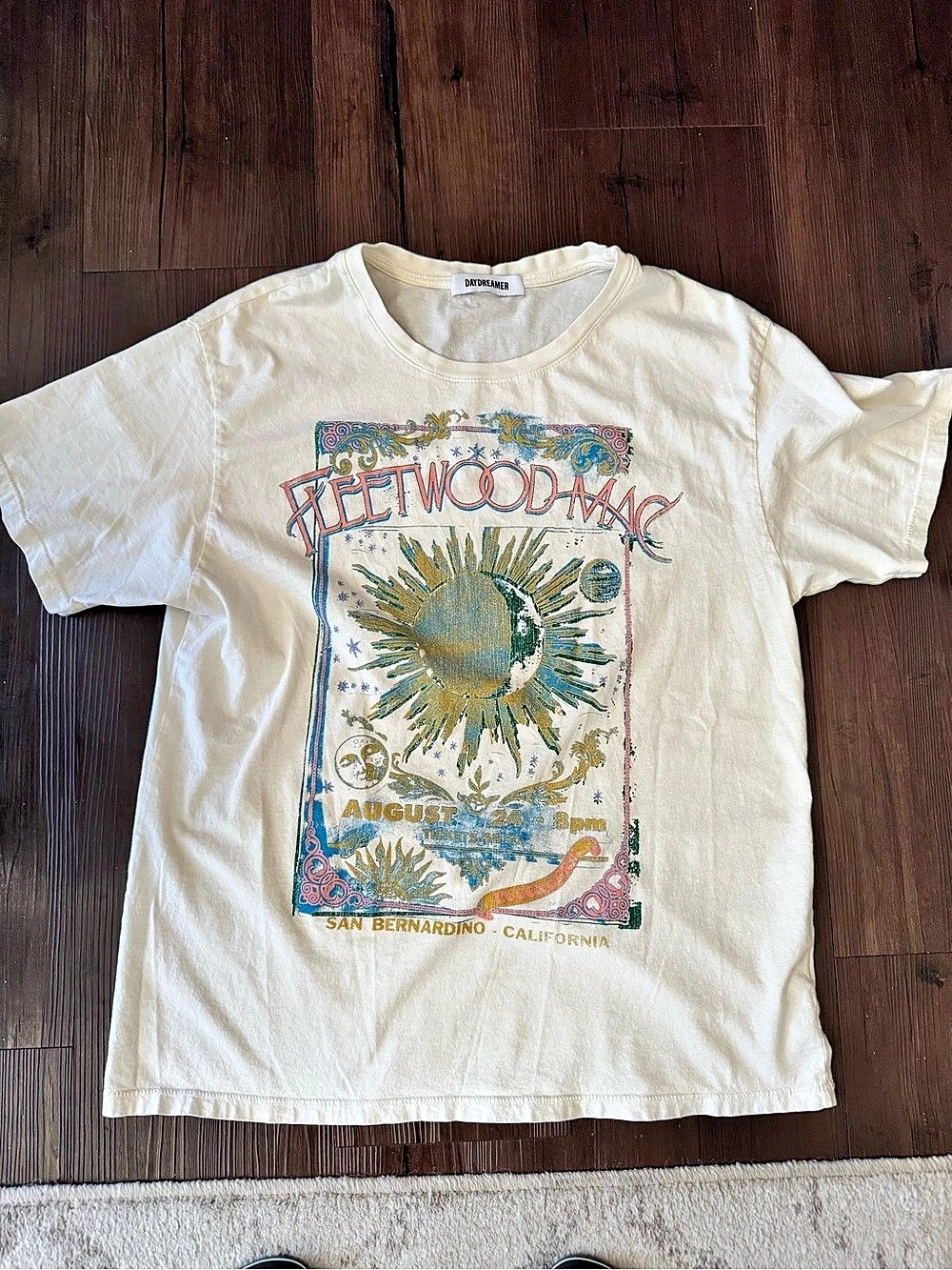 Daydreamer Fleetwood Mac Graphic Short Sleeve Tee in Cream